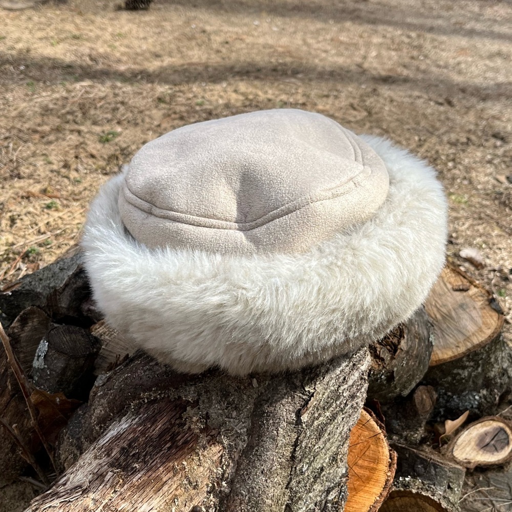 Betmar Beige Fur-Trimmed Women's Hat